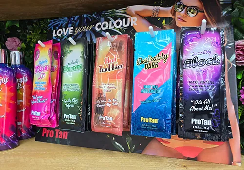 ProTan tanning lotion sachets available to browse in the salon